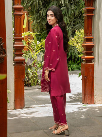 Deep Magenta 2-Piece Embroidered Cambric Suit – Rang-e-Bahar For Women